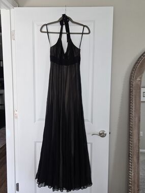 Vintage BCBGMaxAzria Black Halter Evening Gown